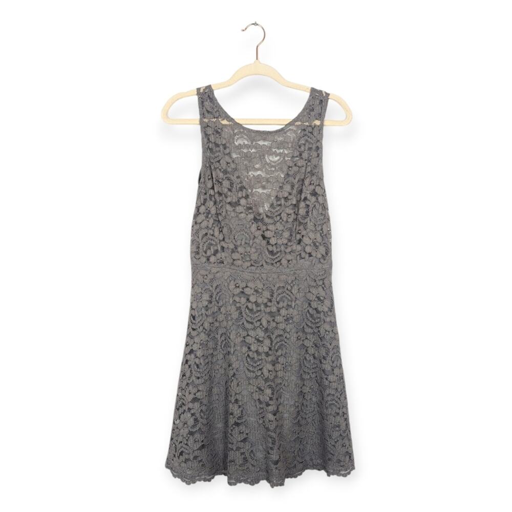 Davids Bridal Dress 8 Gray Lace Sleeveless Bridesmaid Formal Wedding
